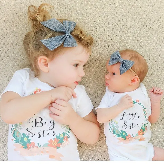 Toddler Girl Matching Outfits For Newborn And Big Sister Ter Shirts - Main Image