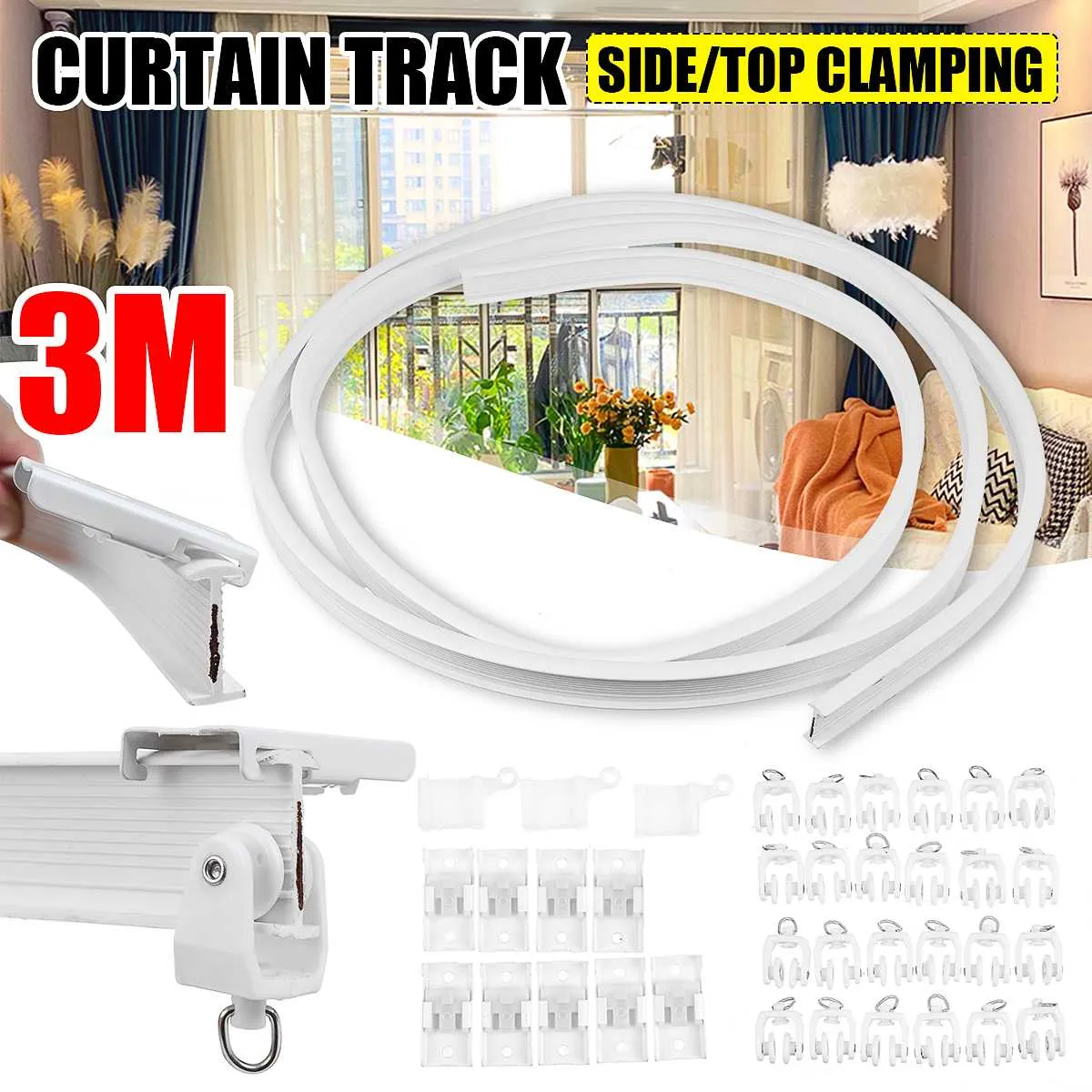 Flexible Curtain Track - 2 Meter Alloy Plastic Rail For Bay Windows & Balconies (U Shape, L Shape)