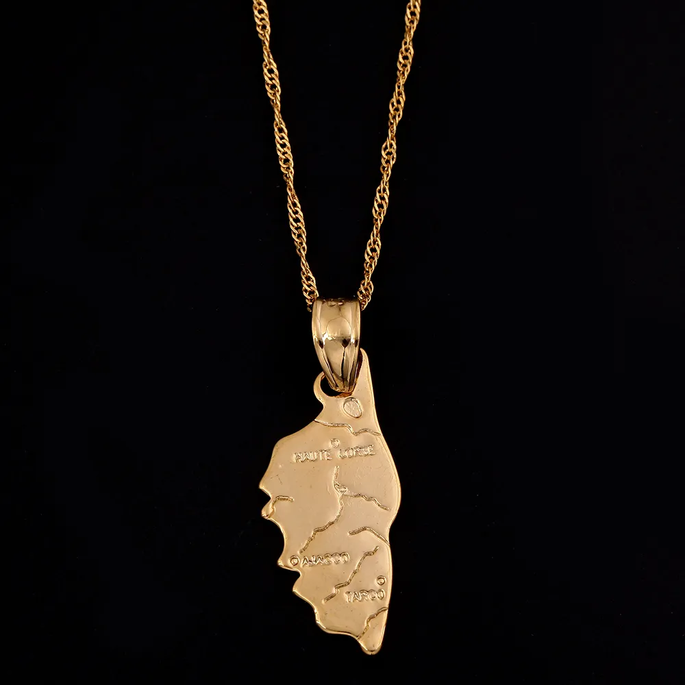 Corsica Map Pendant Necklace: Unique Sterling Silver Charm