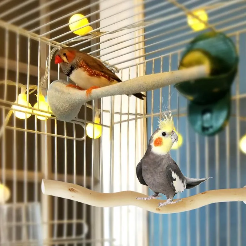 Soporte De Juego De Madera Natural Para Pájaros - Con Perchas Y Plataforma, Juguetes Incluidos, Para Jaulas O Árboles, Para Aves Y Pequeños Roedores