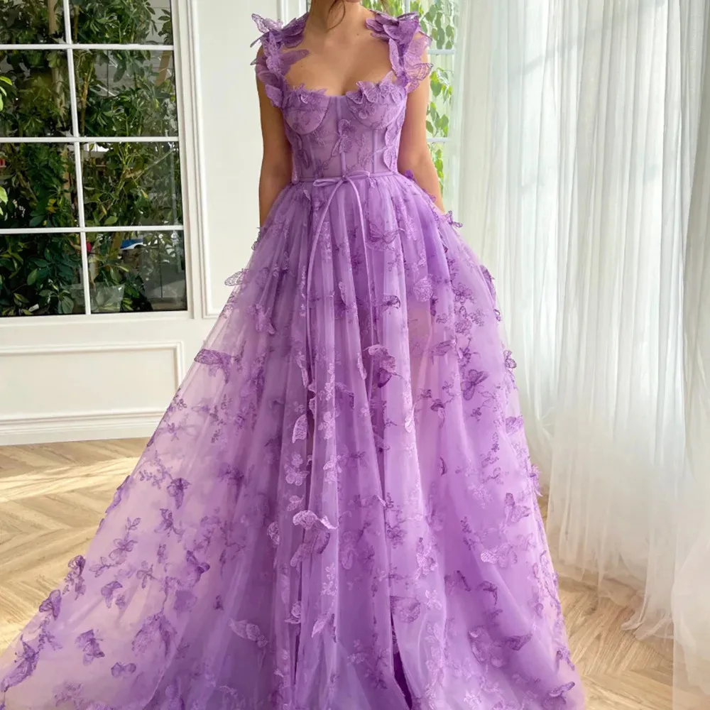 Vestido Roxo De Baile 2024: Pulseira De Espaguete, Tule De Borboleta 3D, Vestido  De Noite Formal, Personalizado De Babynice666, $702,87 | DHgate, image size:1000x1000