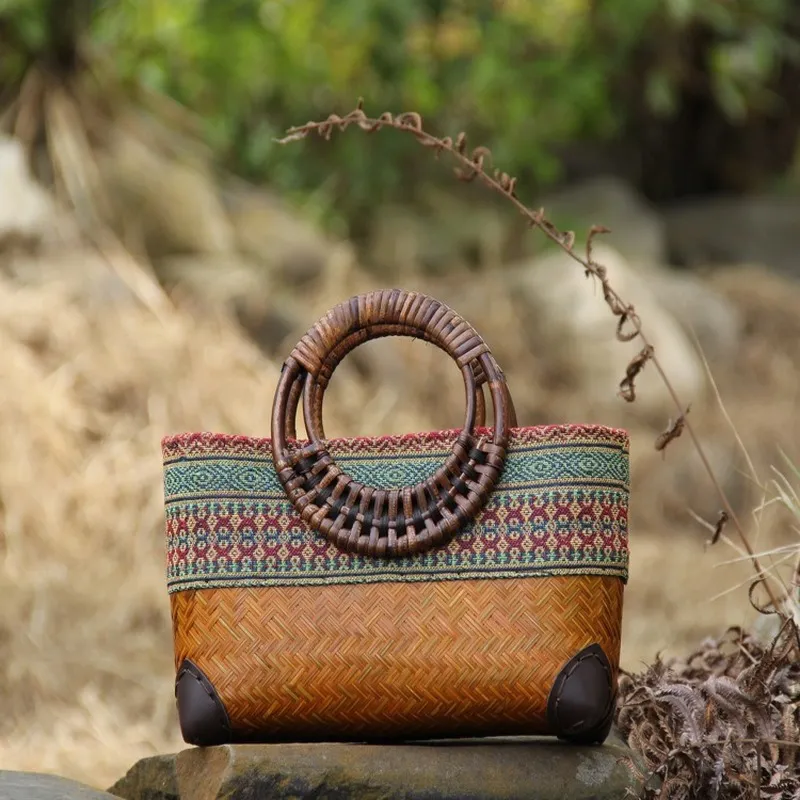 Bamboo woven bag sale