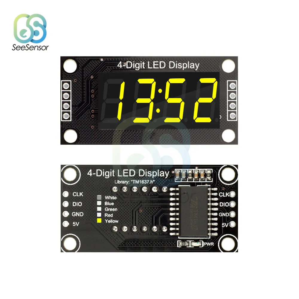 Large Number Digital Clock 0.36 Inch 4 Digit LED Display Module TM1637 ...