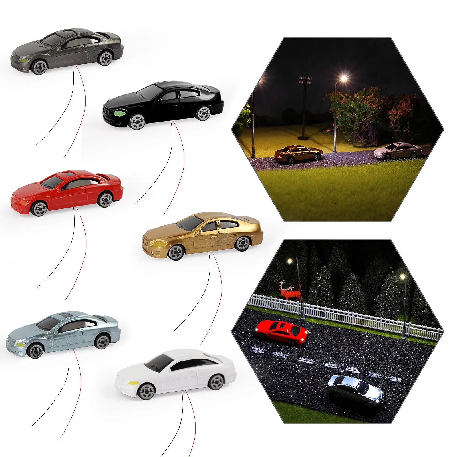 DHgate.com:Lighted Model Cars - 8pc N/Z/OO/HO 1:75/87/160