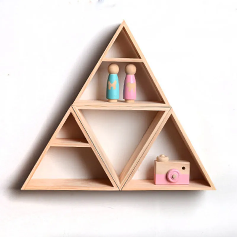 Triangle Shelf Rack Triangular Wall Shelf: Wood Floating Shelves for Home Decor, Rustic ...
