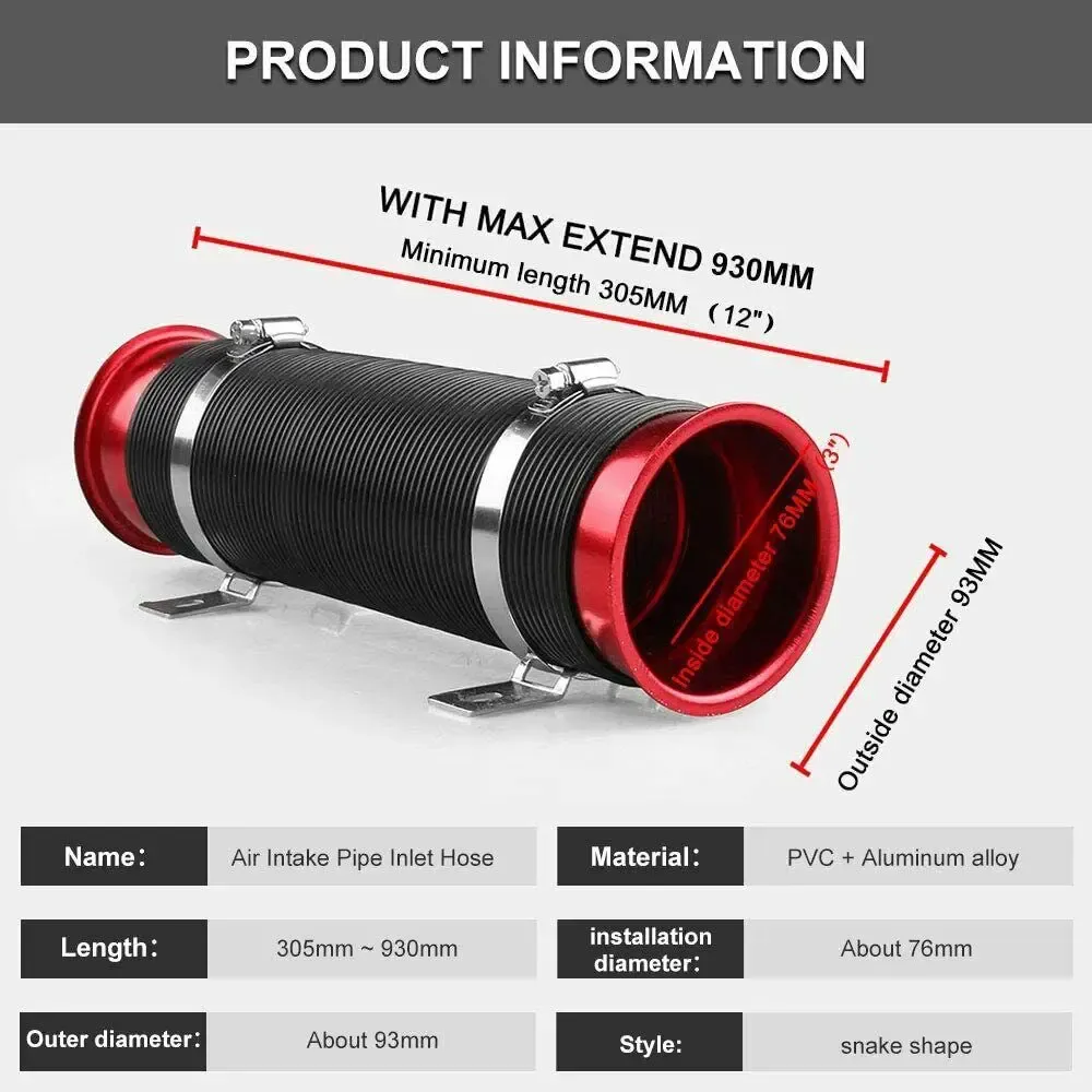 63mm 2.5'' Silicone Air Ducting Flexible Hose Cold Induction Brake Intake Pipe - 34 - View #9