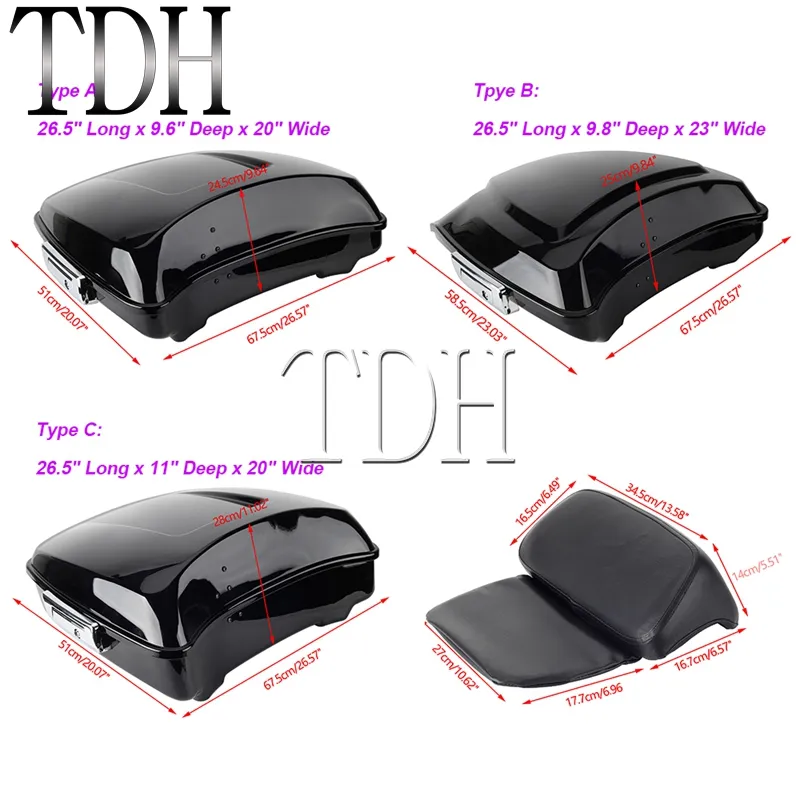 キョウ Motorcycle Razor Pack Trunk for Harley Touring 2014-2024 Road King