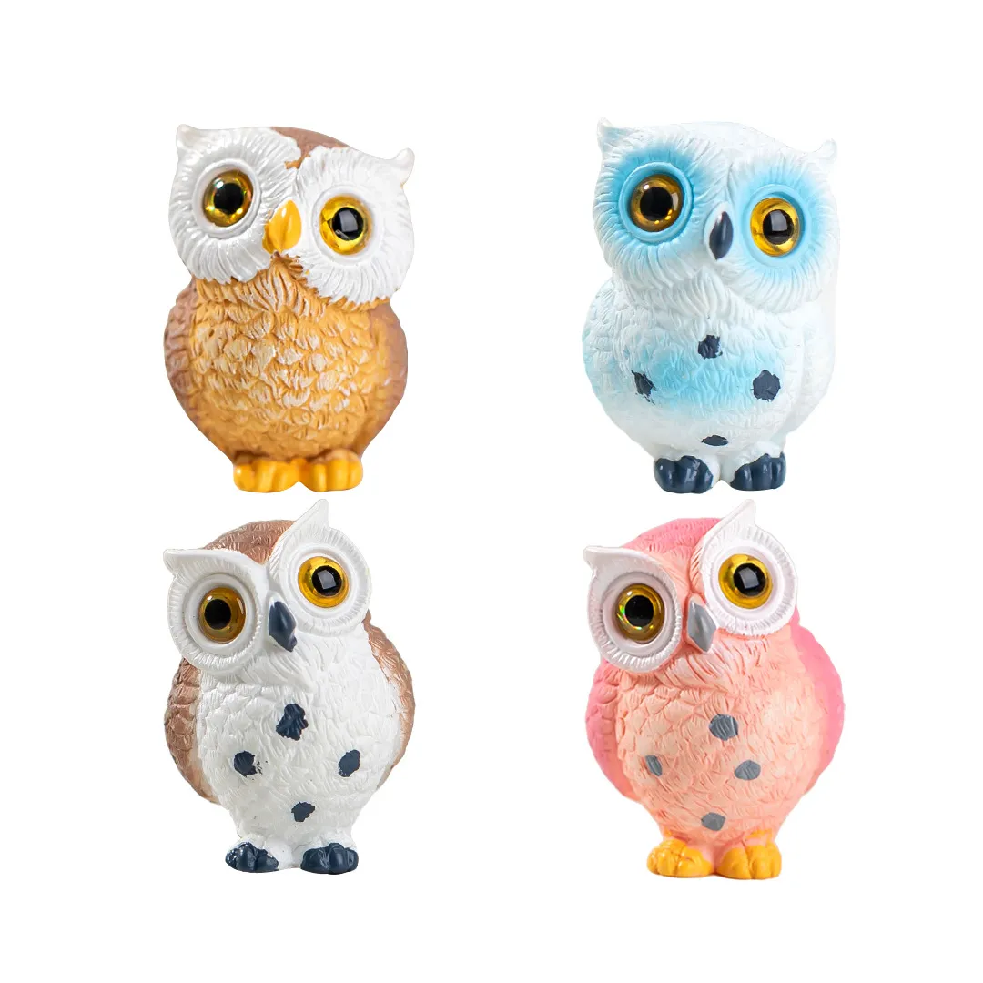 owl様 Mini Owl Figurines, Resin Micro Landscape Ornaments for Home