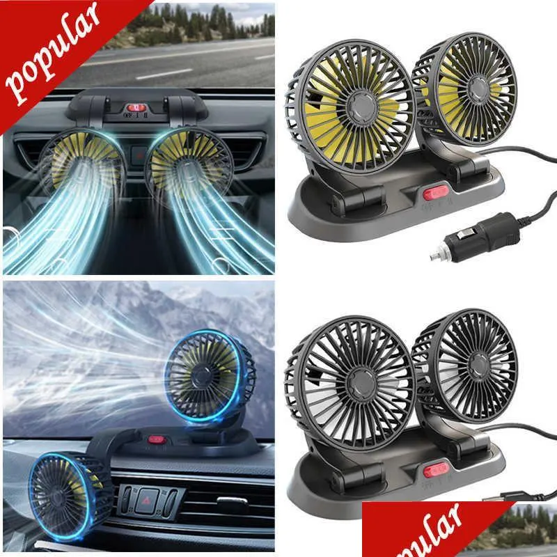 DHgate.com:Dual-Head Car Fan: 360° Cooling, USB Powered, Portable 