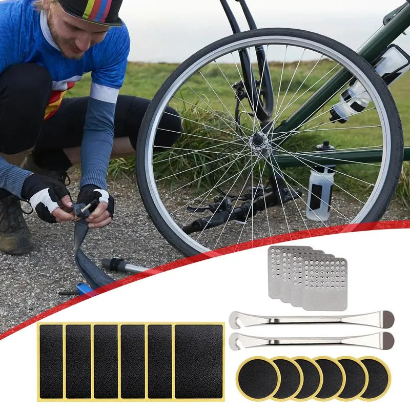Bicycle Tire Patch Kit with Tire Levers Portable Bike Puncture Repair Kit  for Road Mountain Bikes