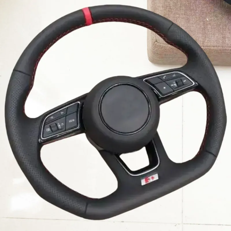 faux leather perforated stitched steering wheel cover - Hungary