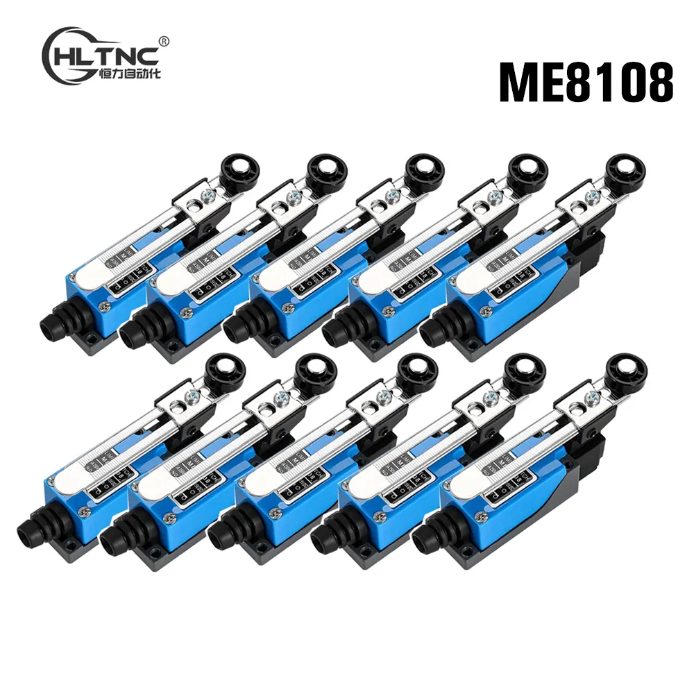 10 Pack ME-8108 Adjustable Roller Lever Limit Switches – 1NO 1NC, Momentary, 25A
