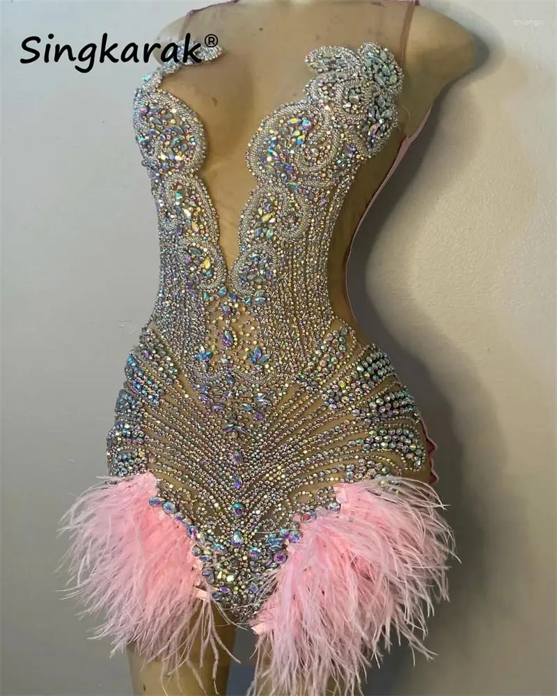 Sparkling Diamond Pink Sparkly Prom Dress With Glitter Beads