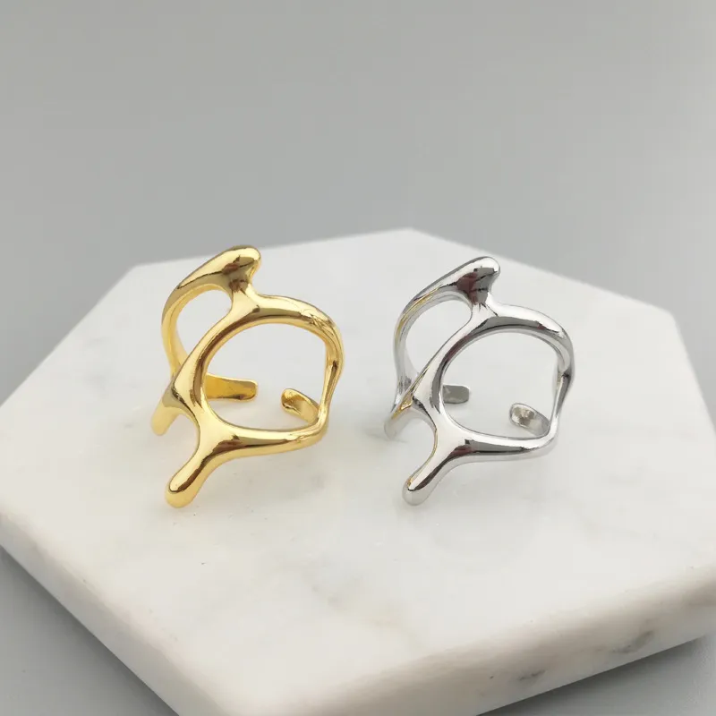 Y2K Style Silver Adjustable Rings: Unique Geometric Open
