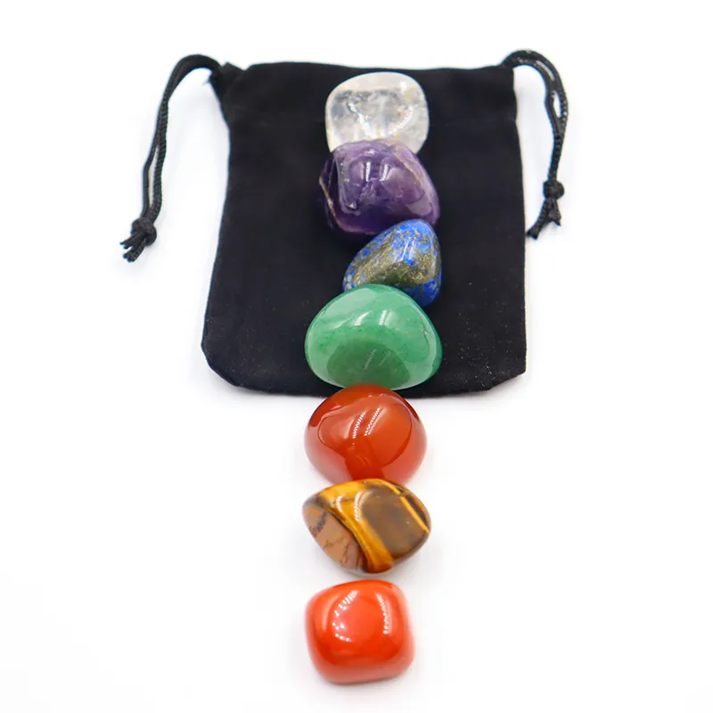 Natural Crystal Chakra Stone Set - Polished Reiki Healing Energy Stones ...