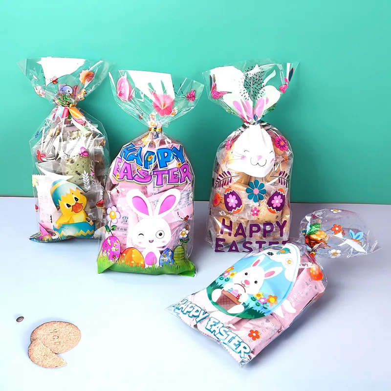 DHgate Easter Gift Bags 50Pcs Bunny Eggs Cookie Candy Bags for Happy Easter Party Decoration 2024 Home Garden