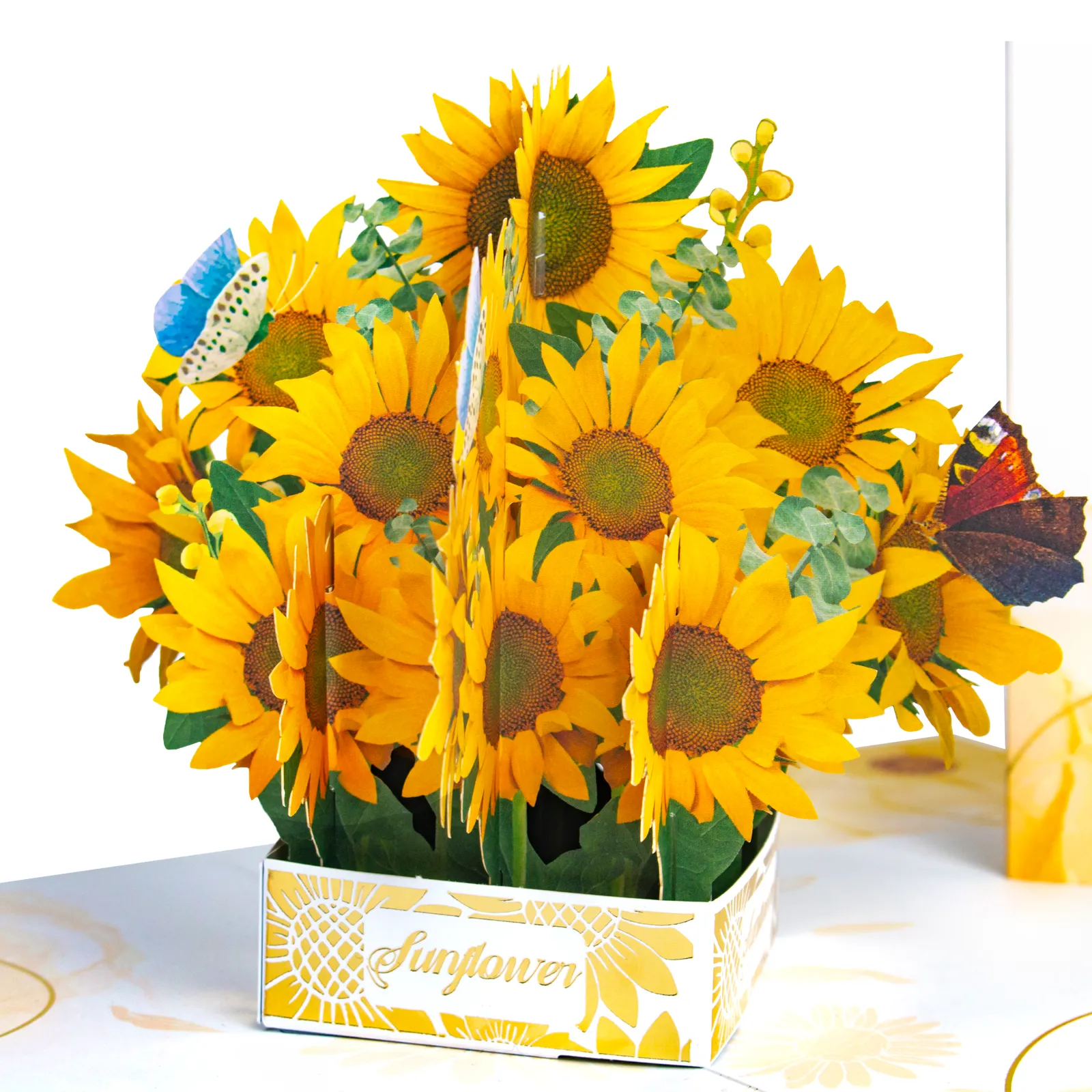 Wholesale 3D Sunflower And Butterfly Pop Up 3d Greeting Cards With ...