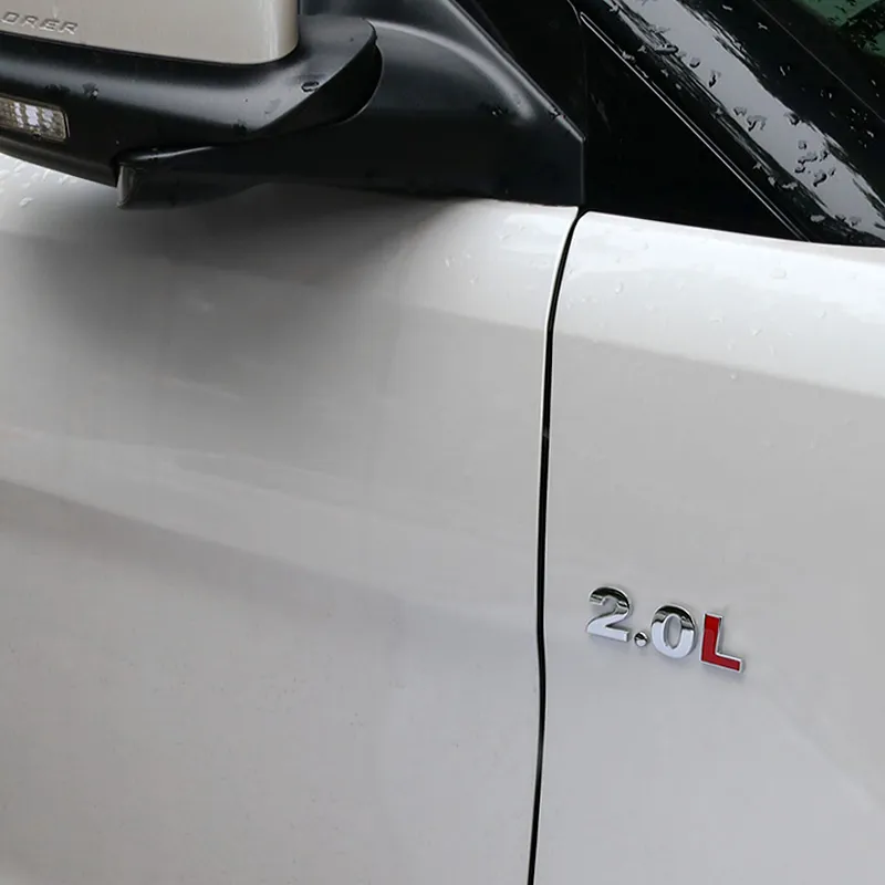 3D Polished Chrome & Red Metal Body Emblem Badge - 3.5L Size, Stick On, DNA Motoring