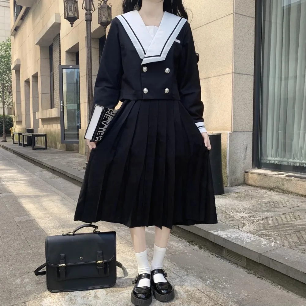 JK Uniform Winter Spring Japanese School Girls Sailor Jacket Coat