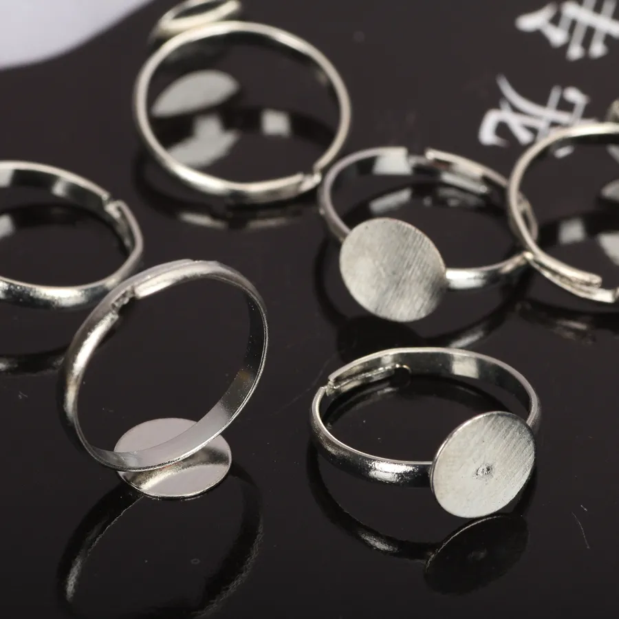 Metal Adjustable Flat Ring Blanks Gold Glue On, Antique Bronze DIY