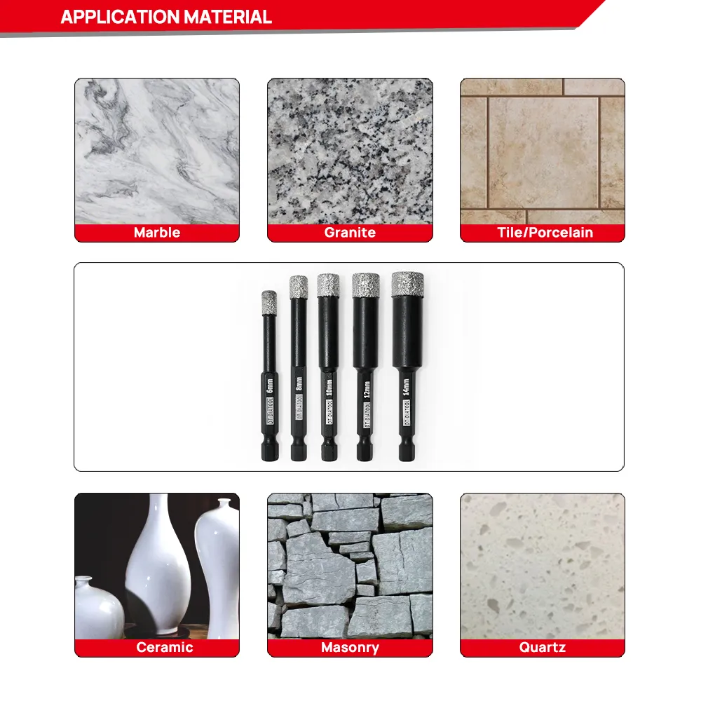 DT-DIATOOL Diamond Core Drill Bits 50mm 2-Pack - For Tile, Marble & Granite Cutting