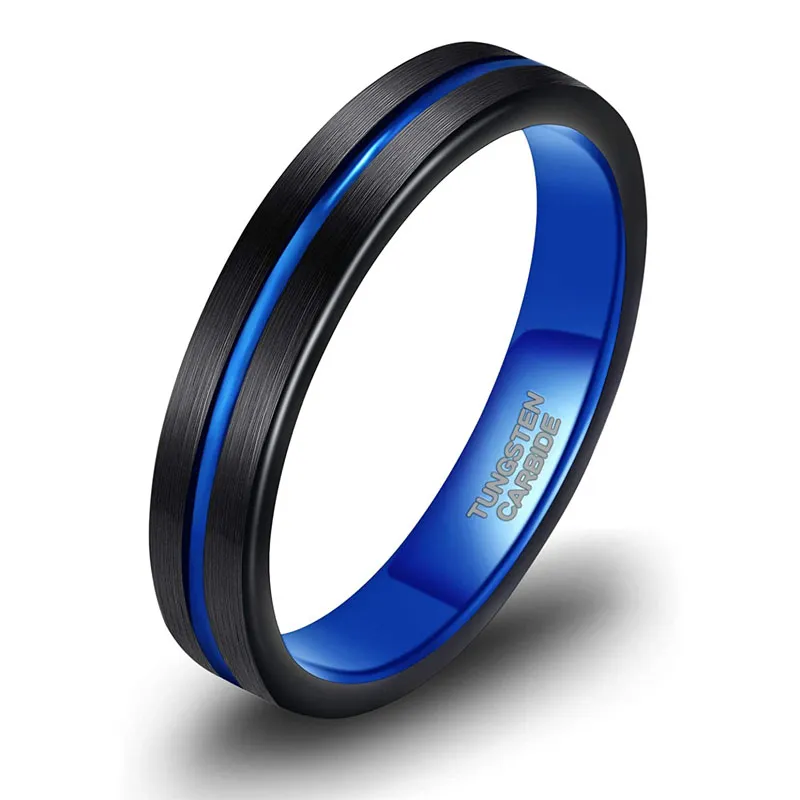 Two-Tone Rainbow Black Tungsten Wedding Band - 8mm Width, Men's & Women's Couple Rings, No Gemstone, Size 11.5 - View #3