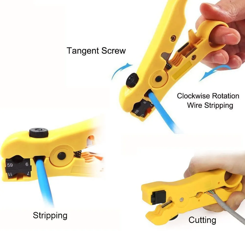 Cable-Zilla Coaxial & Network Cable Stripper Tool For RG6, RG59, Cat5e, Cat6, Cat7