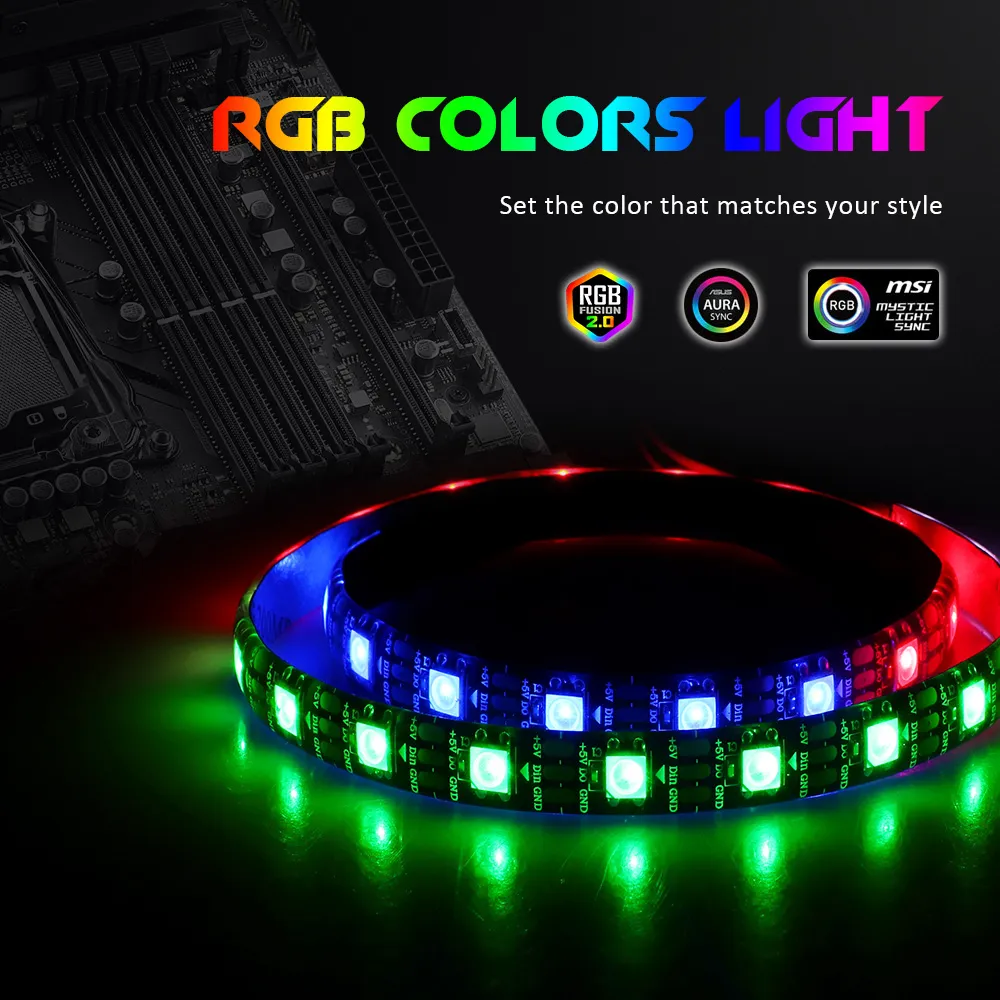 Addressable RGB PC LED Strip WS2812b 5V 3-pin for ASUS Aura Sync MSI ...