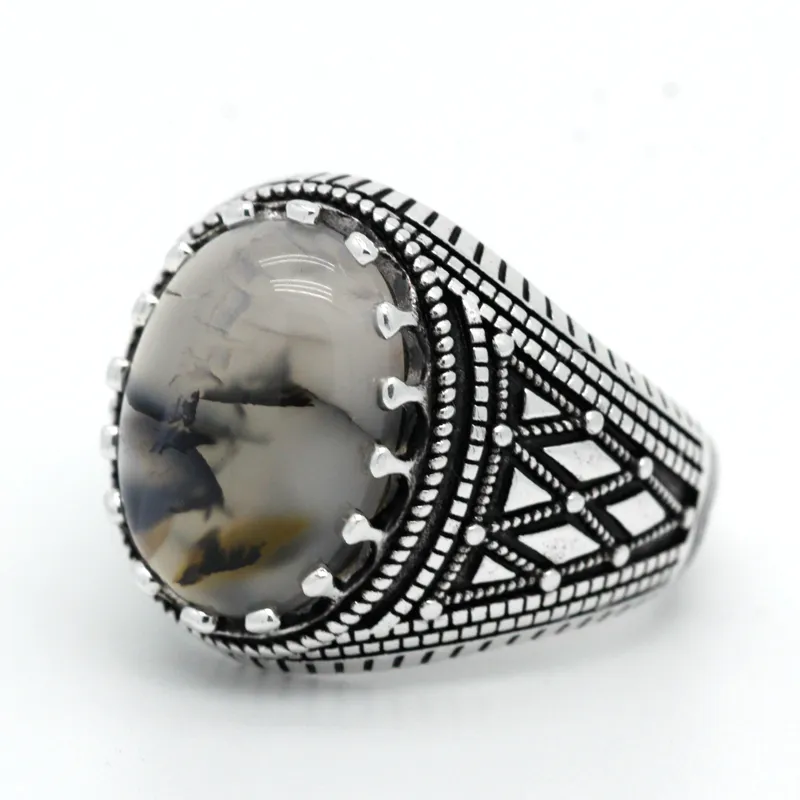 Solid 925 Sterling Silver Onyx Ring For Men - Turkish Handmade, Natural Agate Stone, Luxury Gift