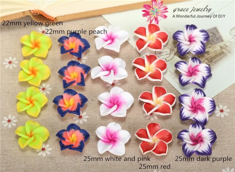 DHgate.com:25mm Plumeria Frangipani Polymer Clay Charms for