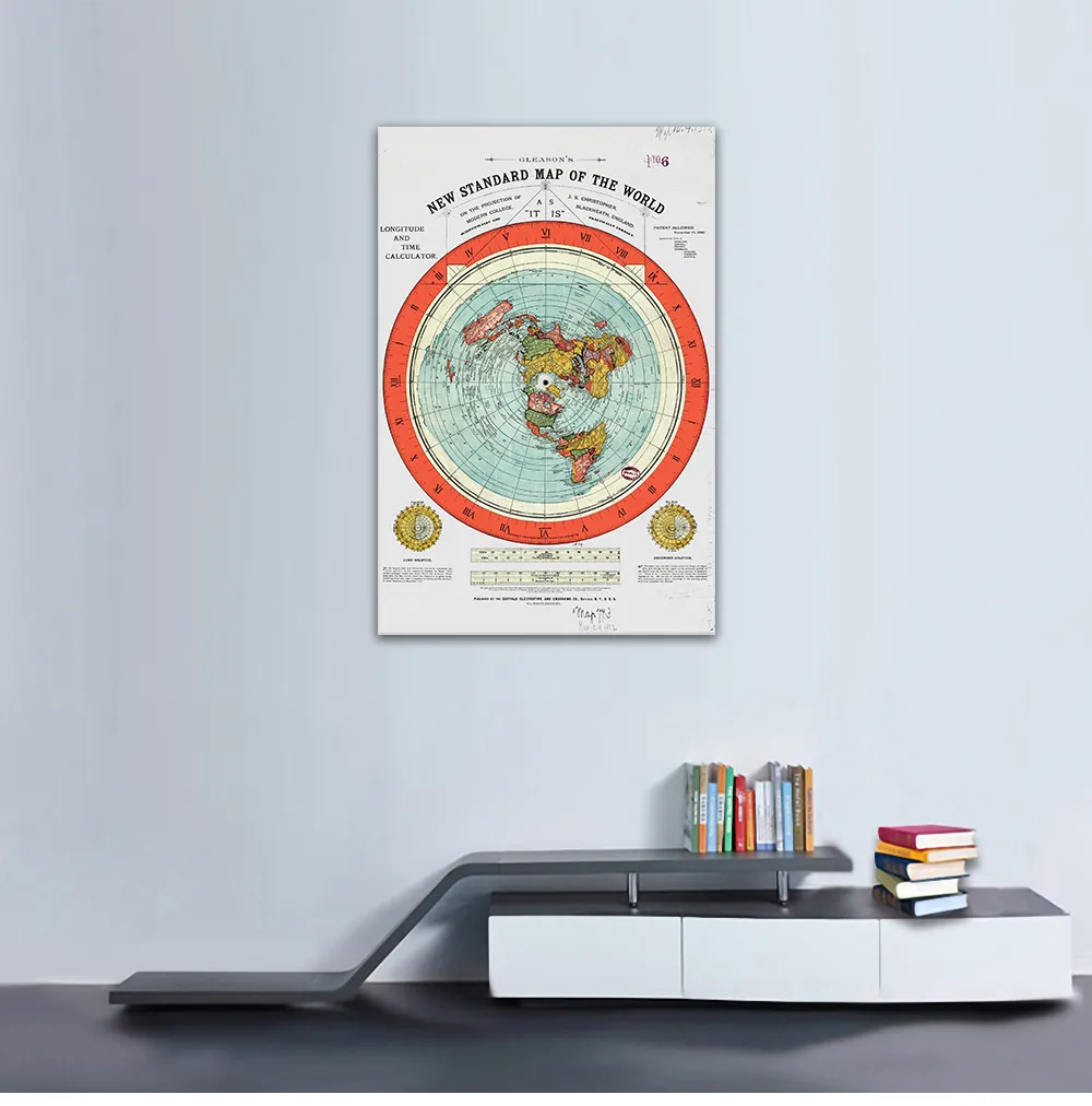 World Map Wall Sticker: Vintage Style Map Scroll Canvas With Wood ...