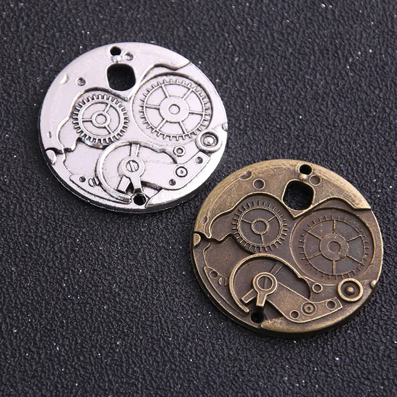 38mm Two-Toned Vintage Zinc Alloy Round Cog Charms for Jewelry Making ...