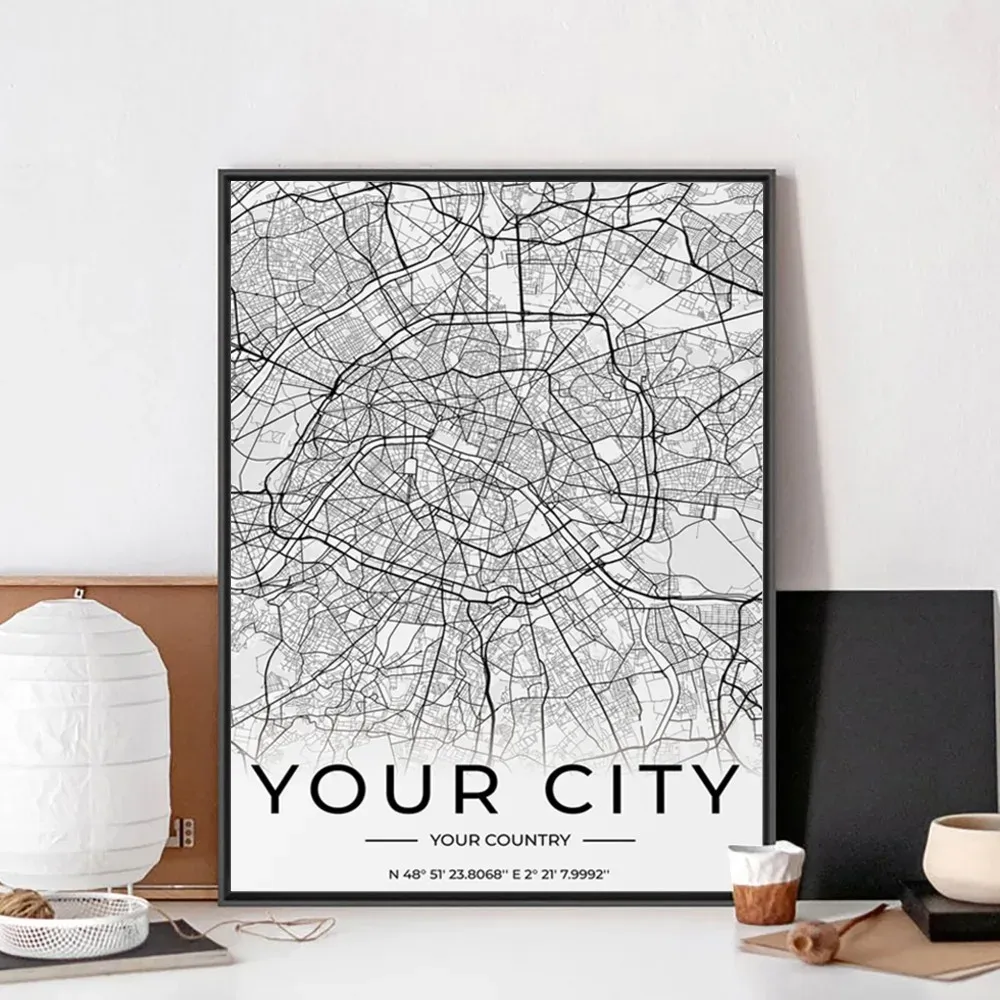 Vintage Black and White City Map Poster on Kraft Paper 24 × 36 in Wall Art  for Bedroom and Study from Dhgate Filing Supplies - price 7.98, image size:1000x1000
