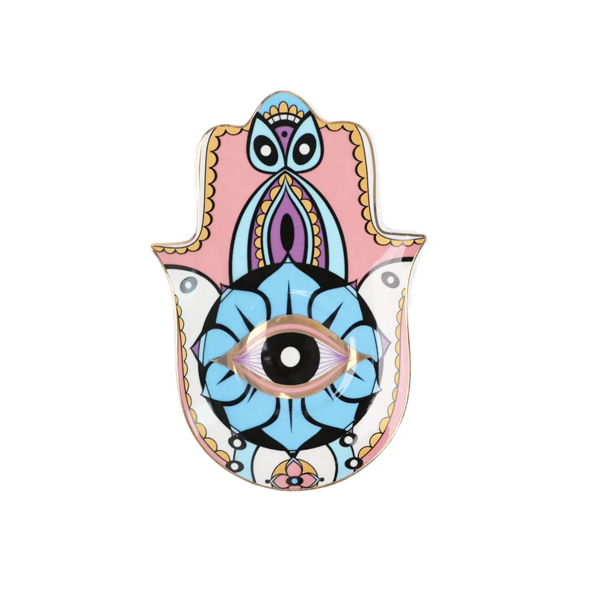 Hamsa Hand Jewelry Dish - Ceramic Ring Holder & Trinket Tray For Bathroom & Nightstand