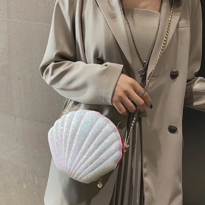 Sparkling Mermaid Shell Purse: Girls Glitter Crossbody Bag, Sequin