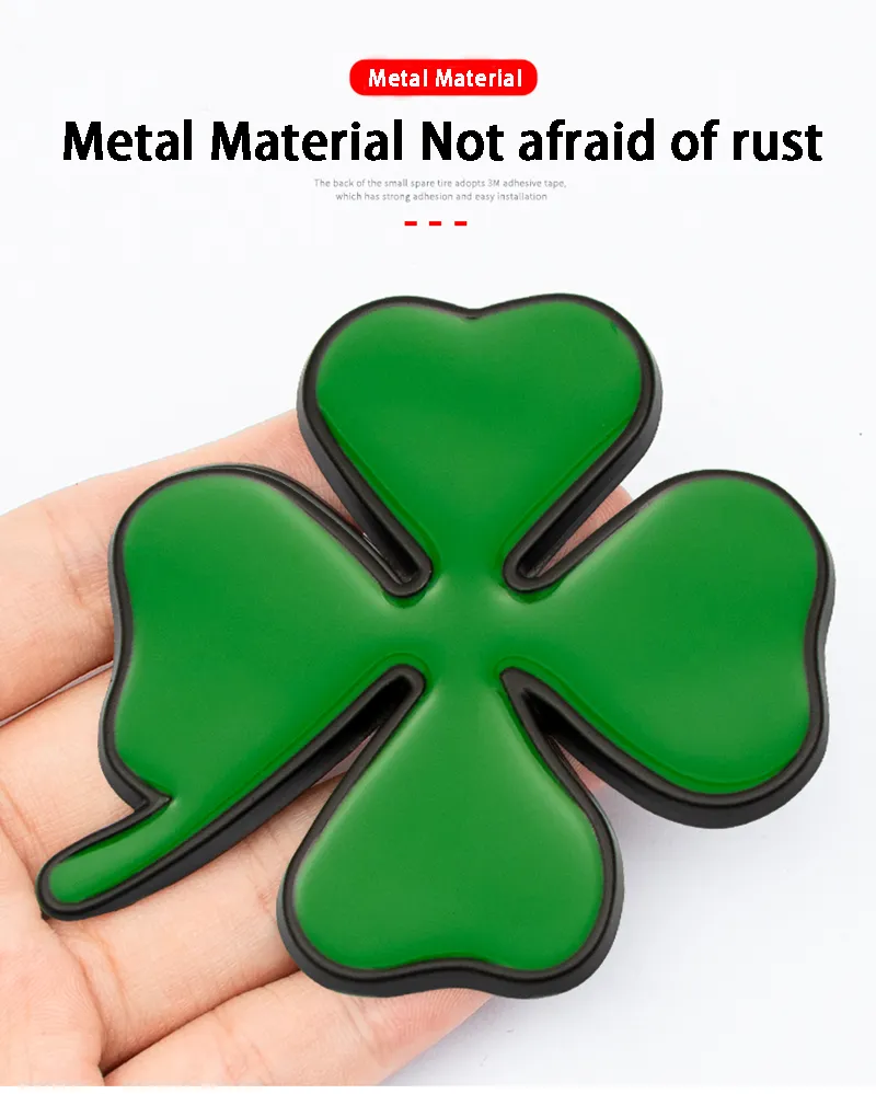Klavertje Vier Styling 3D Metalen Auto Sticker Badge Groene Lucky Clover Emblem Sticker (Size : F-02