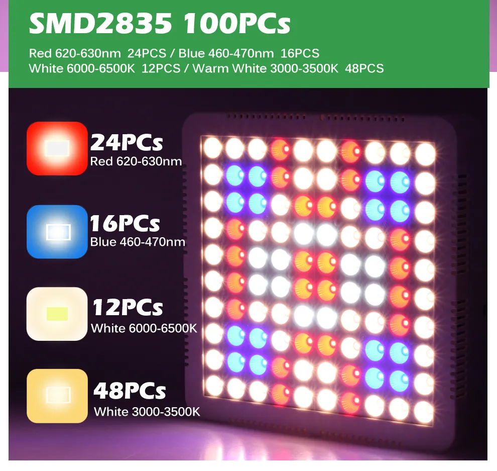 1000W LED Grow Light Full Spectrum Phyto Lamp with Cooling Fan for ...