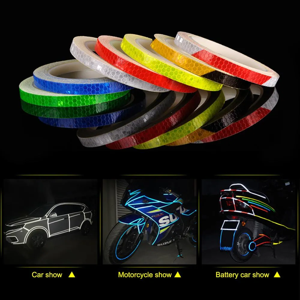 8M Fluorescent MTB Bike Reflective Sticker Strip - 1CM Wide, Waterproof ...