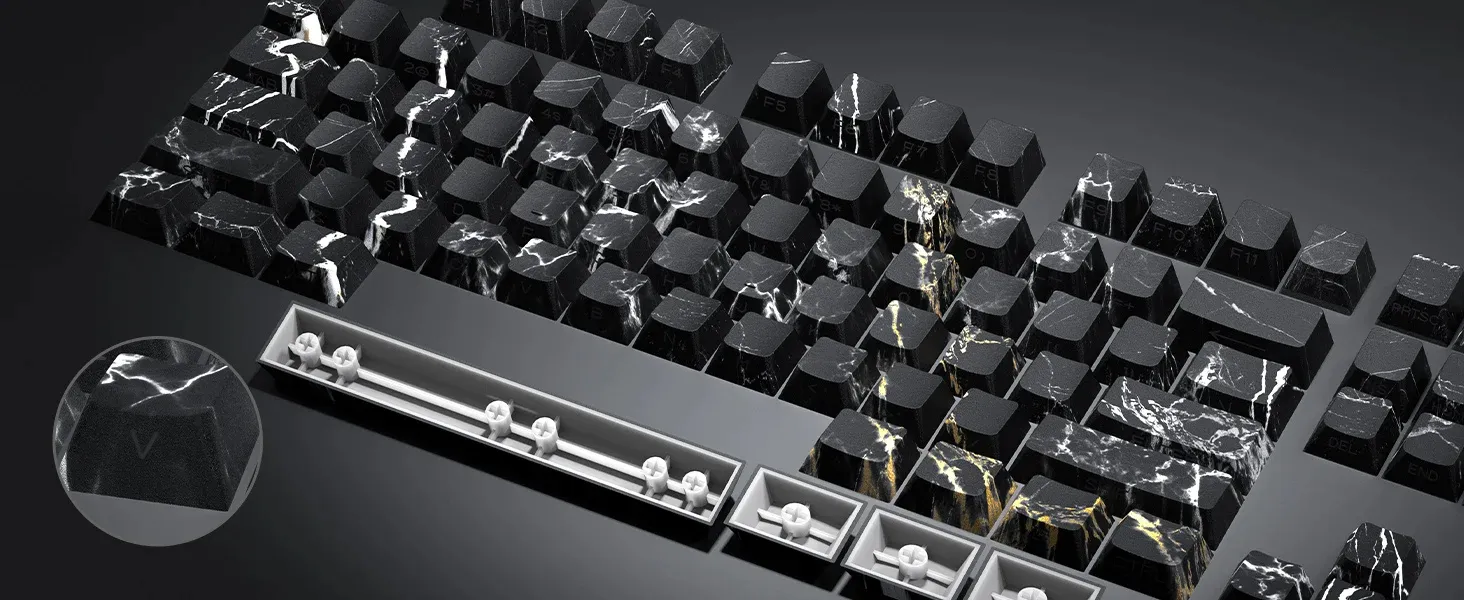 Black Marble Double Shot PBT Keycaps 136 Key Cherry... From Ddmyday ...