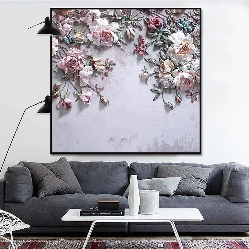 3D Flower Wallpaper Murals: Modern Stereo Rose Floral Wall Decor For ...
