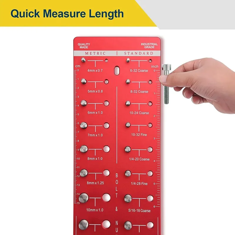 Thread Size Checker,Metric And Imperial Nut Measuring Gauge | Bolt - View #7