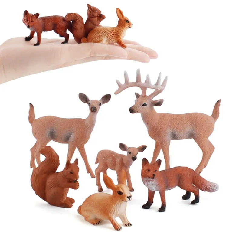 Save Big on Bulk Toy Deer Figures Small Animal Figurines Set: Piece  Woodland Creatures, Miniature Deer Family, Fox, Rabbit, Squirrel Figures,  Cake
