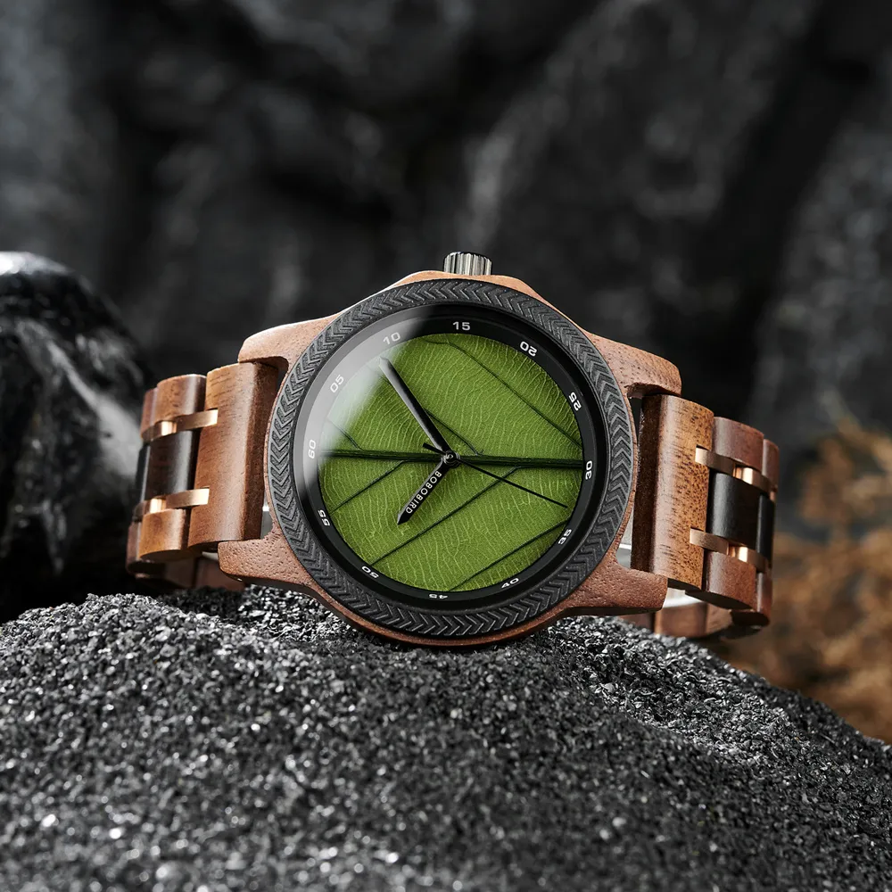BOBO BIRD: Distinctive Leaf Dial Wooden Watch for Men Quartz