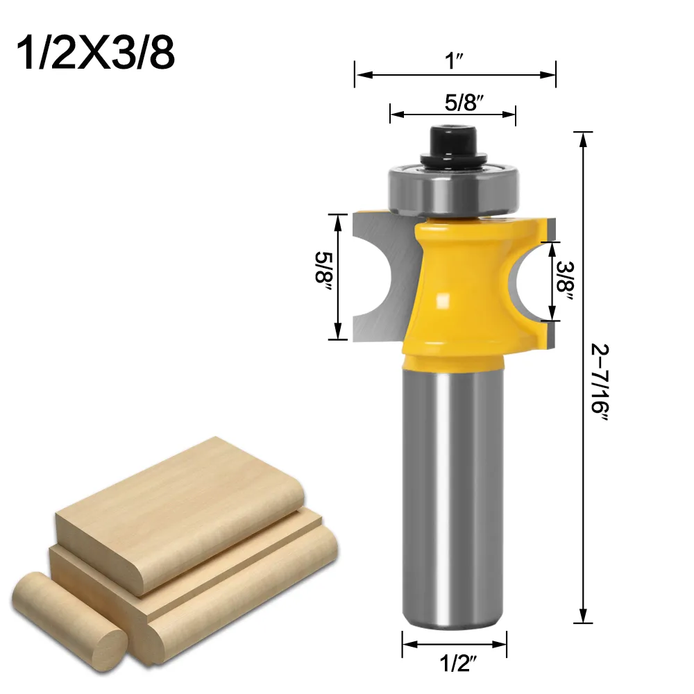 1-Bullnose Router Bit Set C3 Carbide Tipped 1/2 in Shank Woodworking ...