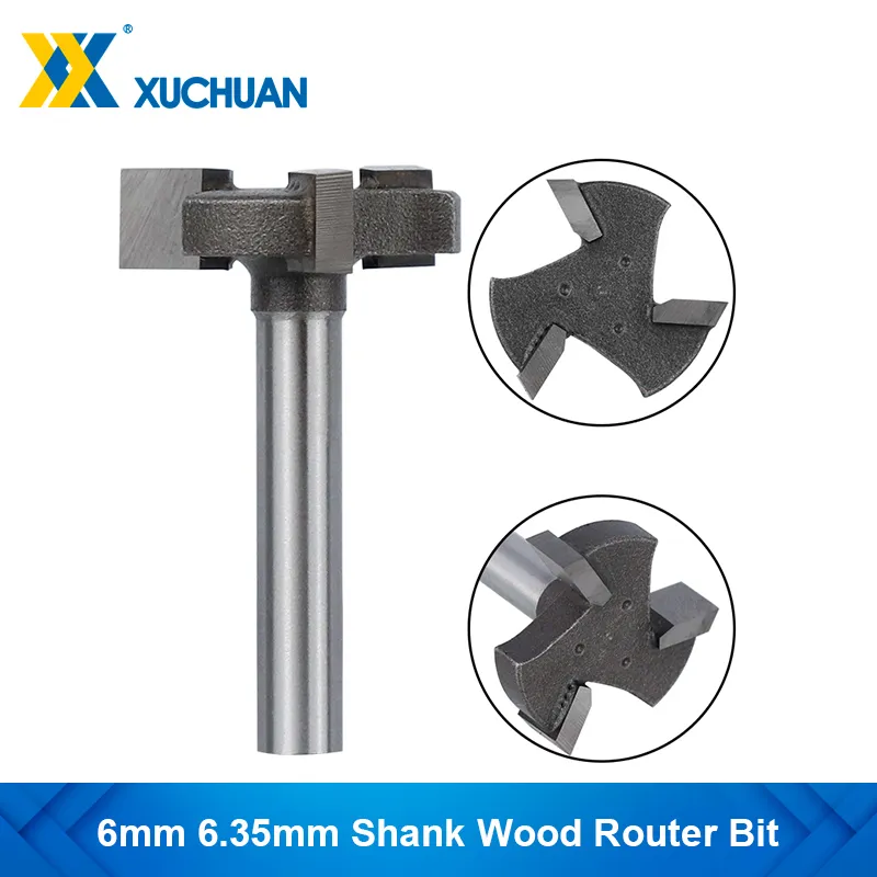 T-Slot Milling Cutter Router Bit, 6mm 6.35mm Shank Spoilboard Surfacing ...
