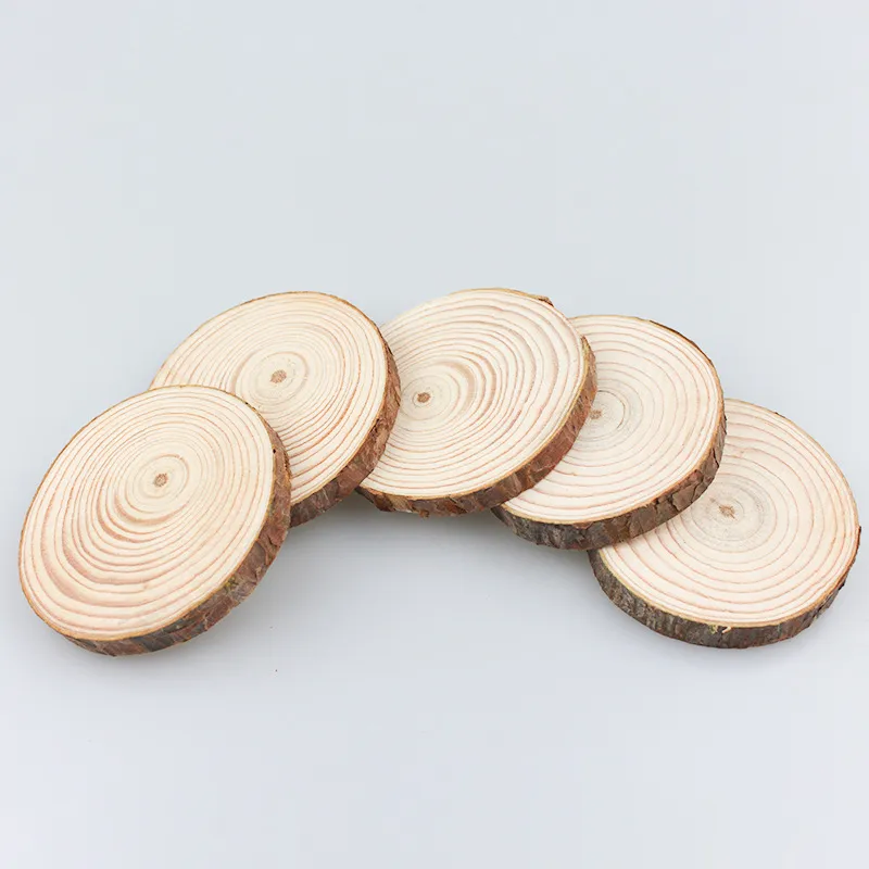 Natural Round Wood Slices 6-7CM With Tree Bark Log Discs for DIY Crafts ...