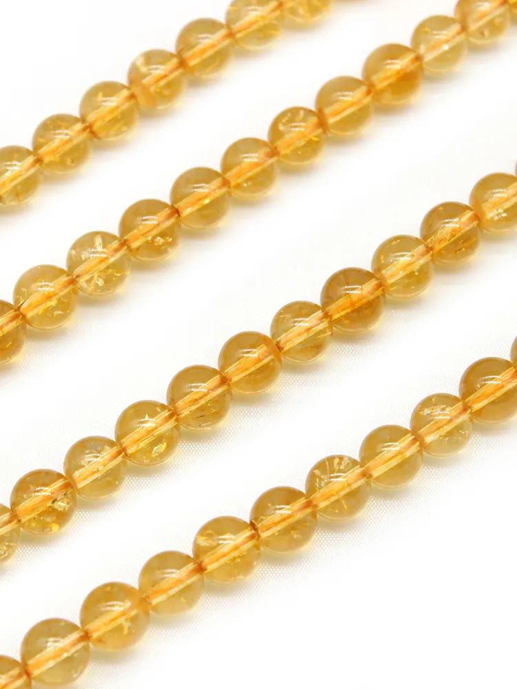 AA Grade Natural Citrine Crystal Beads – 6/8/10mm Round Loose Stones, Yellow, 15.5-inch Strand, Nickel-Free