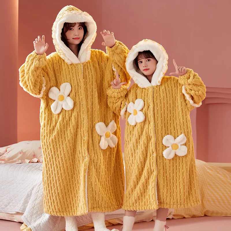 Ruyang Kids Hooded Bathrobe Girls Soft Plush Flannel Robe With Pockets Cute Artoon Print Pajamas Sleepwear Boys Spa Robe - View #9