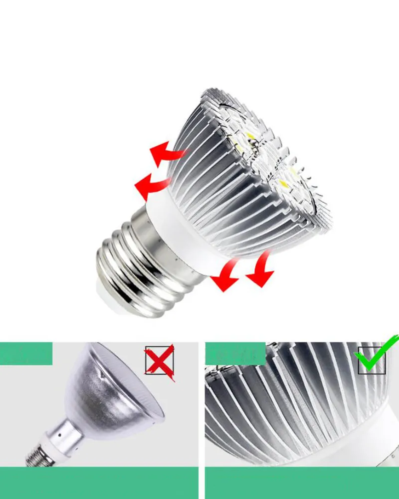 LED Plant Grow Light Bulb Full Spectrum Sunlike E27 Aluminum Hydroponic ...