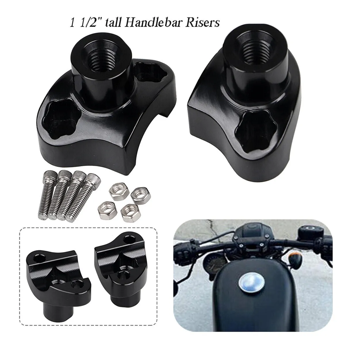 Black 1 Handlebar Risers For Harley Dyna Softail Sportster XL 883 1200 1 1/2  Rise From Ddmyjan, $59.28 | DHgate.Com, image size:1200x1200